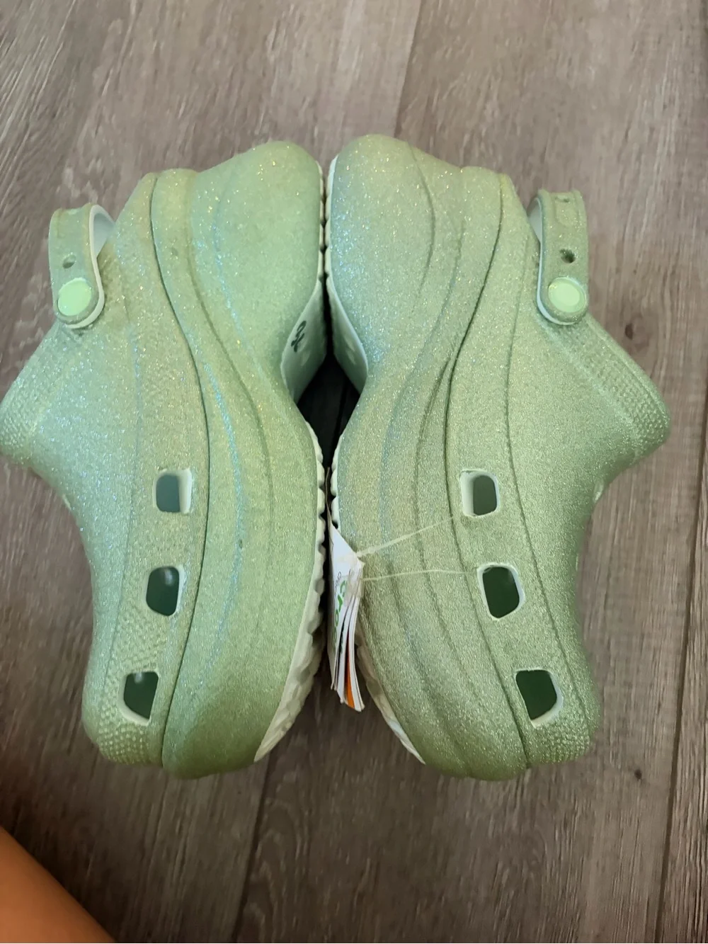 NWT CROCS Glitter Platform Clogs in Mint Sparkle